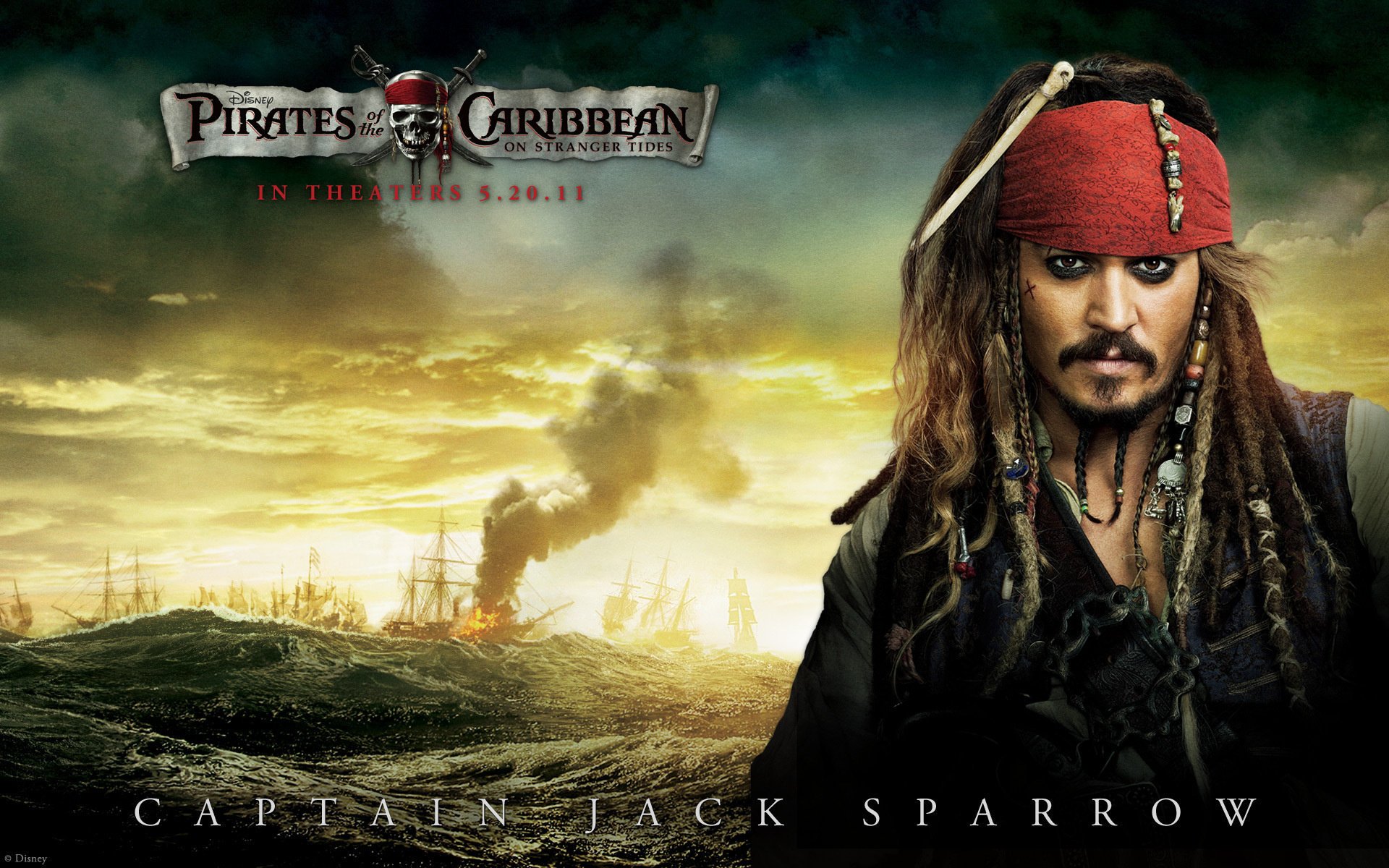 pirates of the caribbean jack sparrow sea