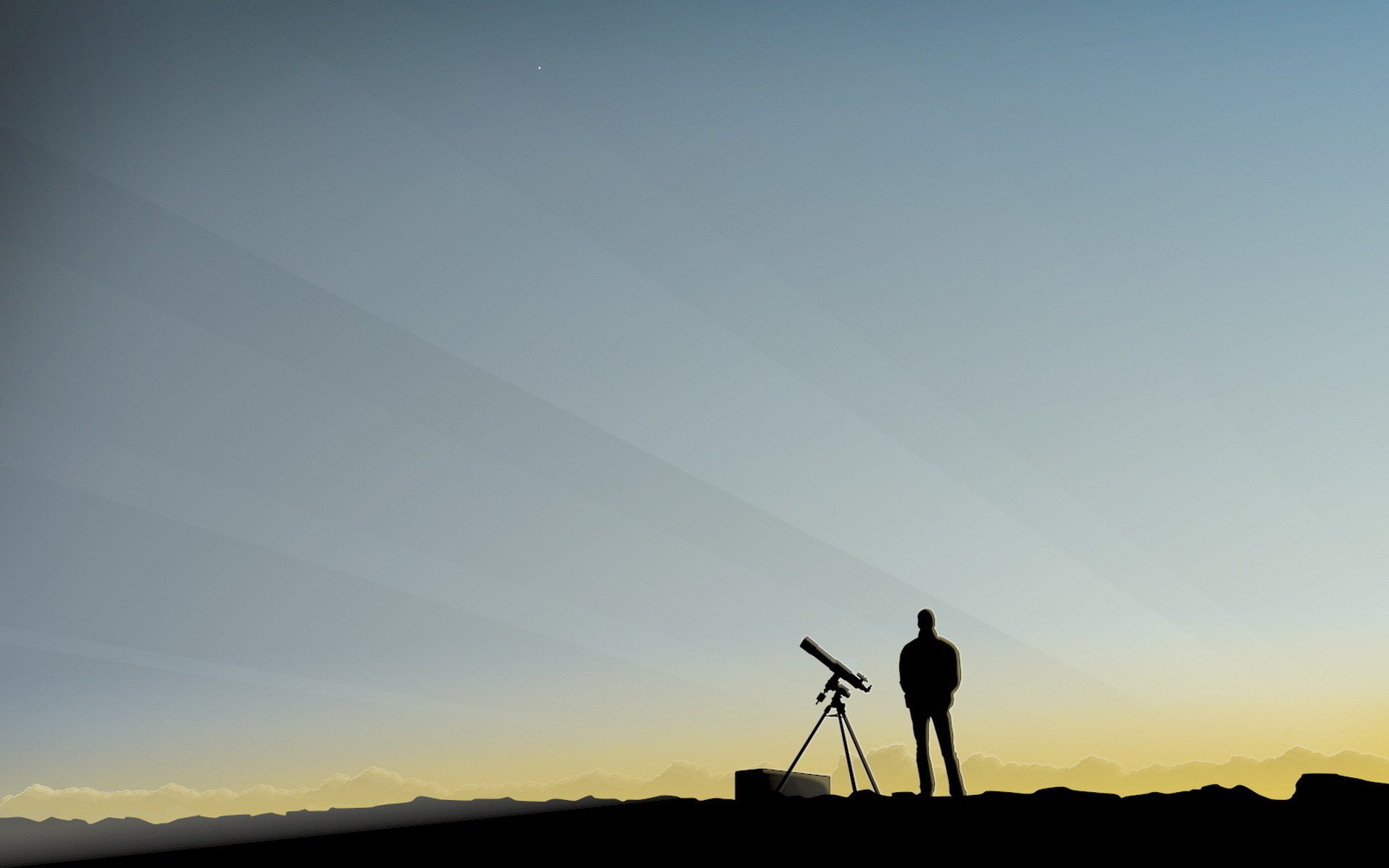 minimalismo uomo osservazione cannocchiale cielo