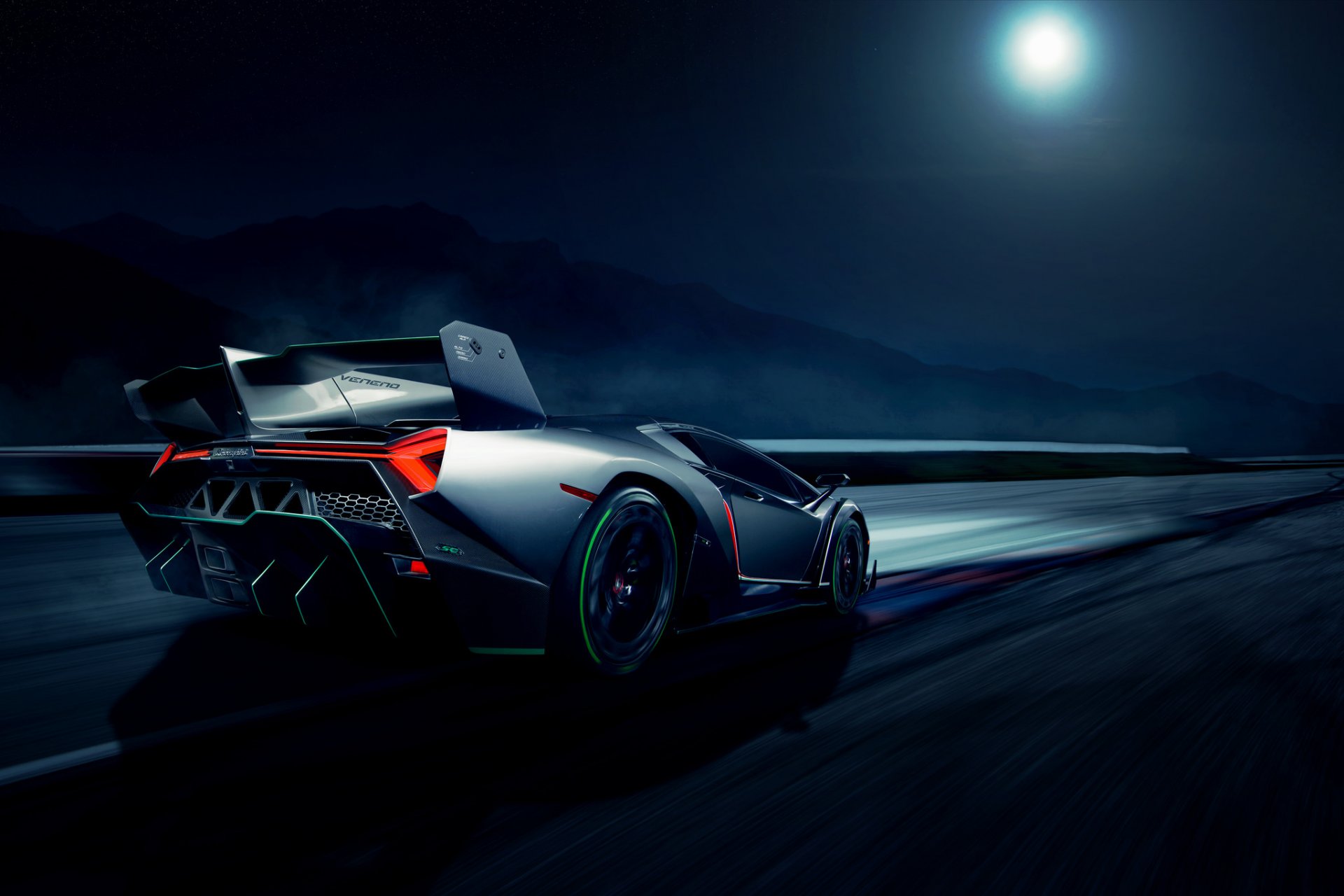 lamborghini veneno tył księżyc prędkość ruch