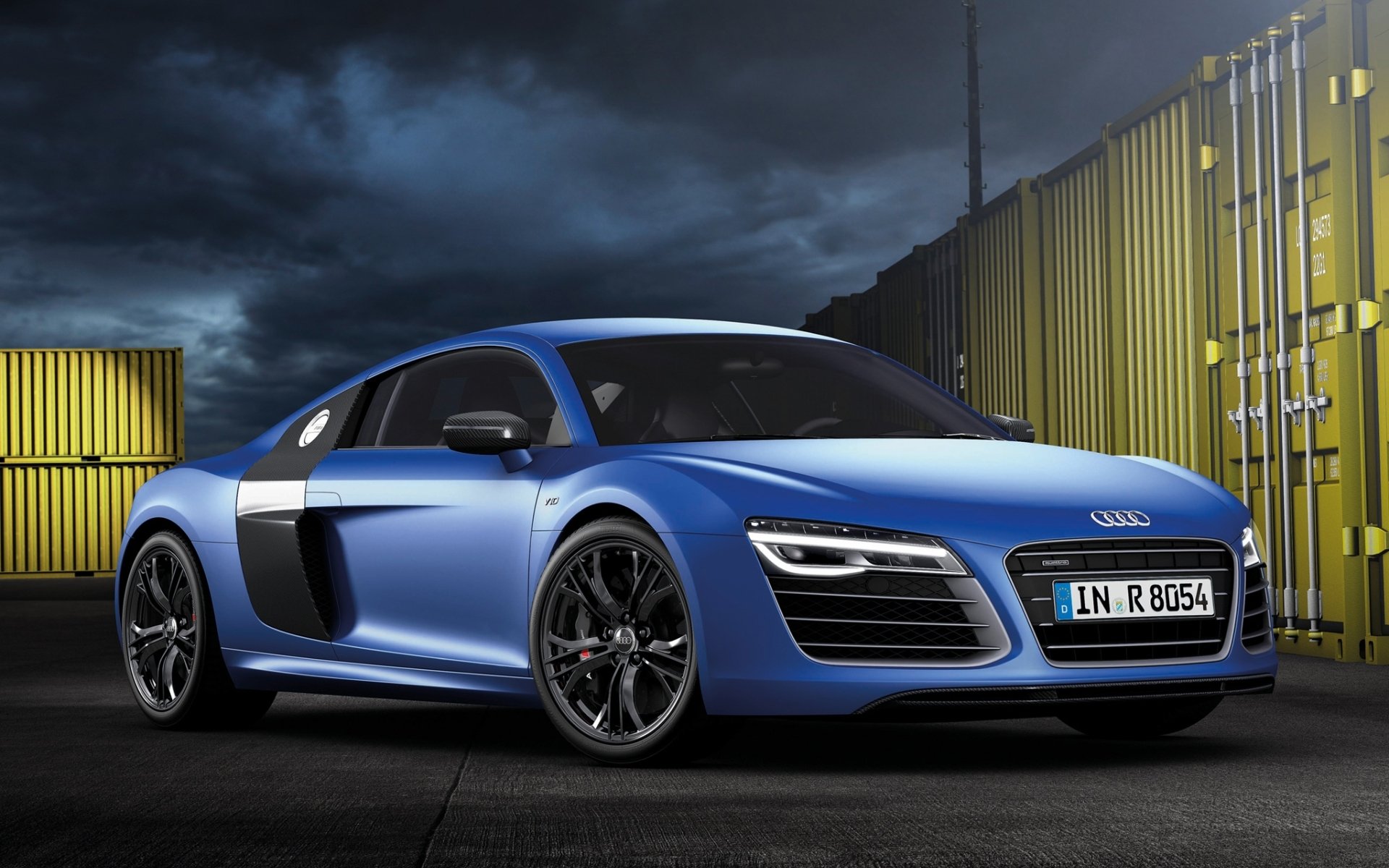 audi r8 v10 plus audi r8 b10 supersportwagen blau front