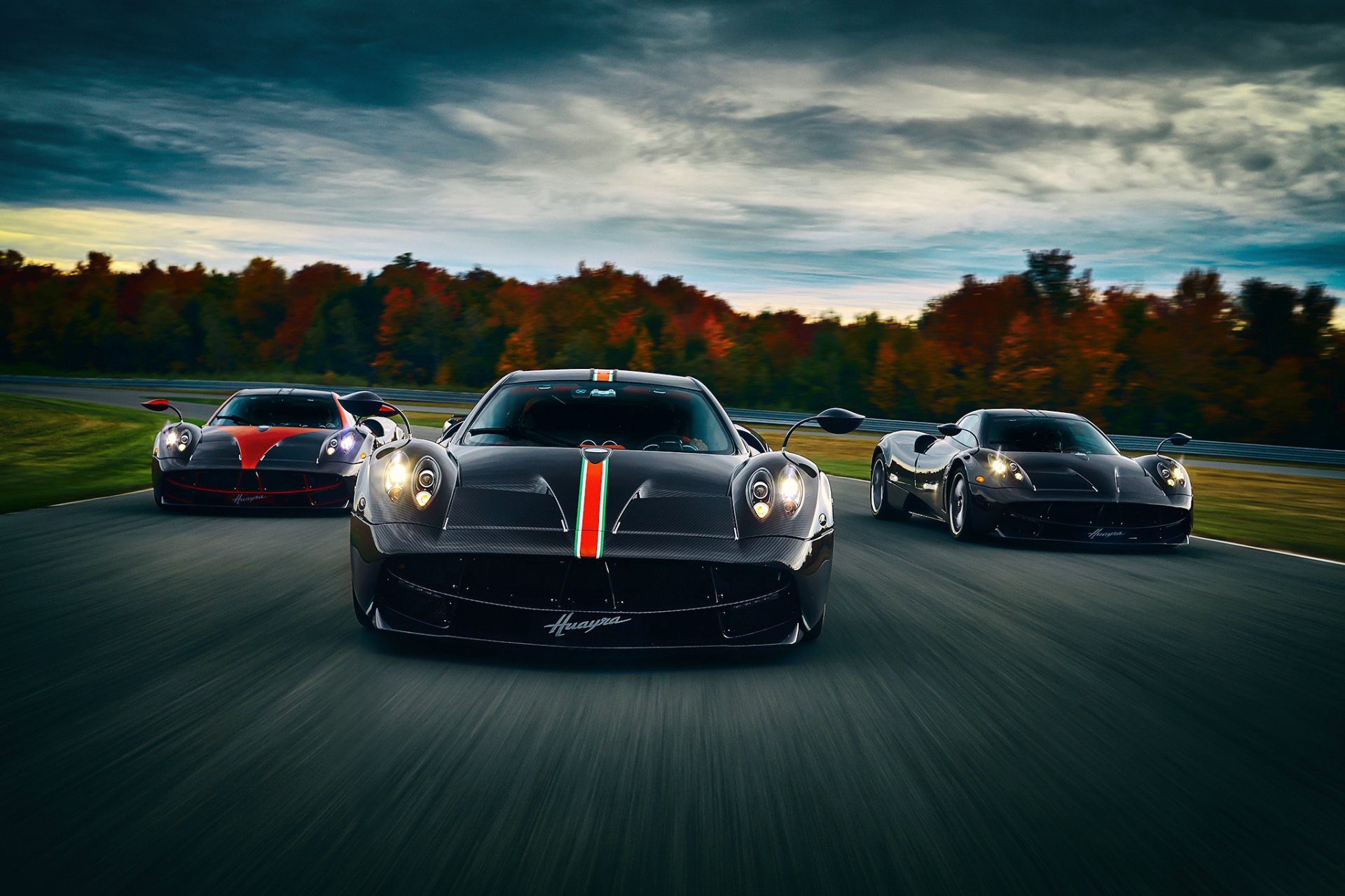 pagani huayra three road speed autumn