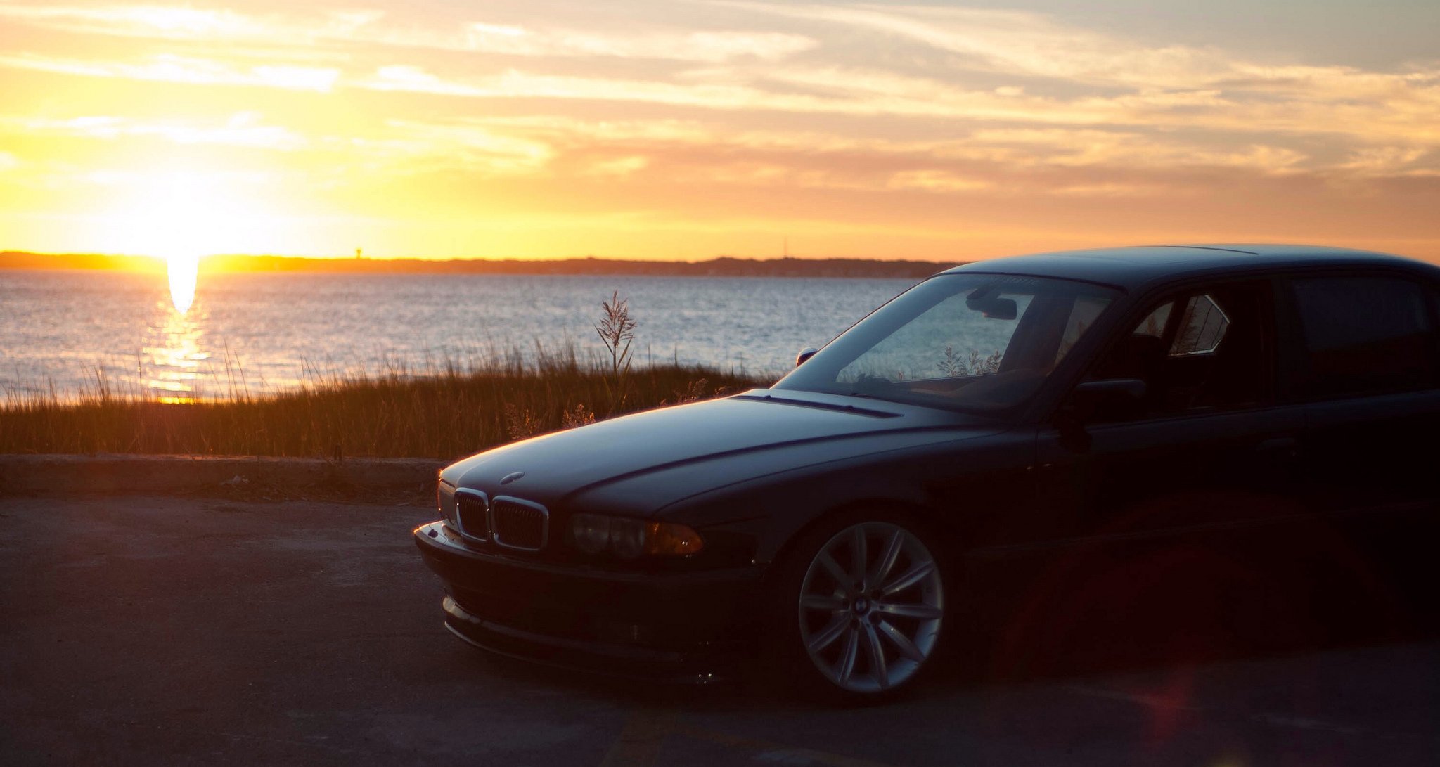 bmw e38 750il bmw coucher de soleil