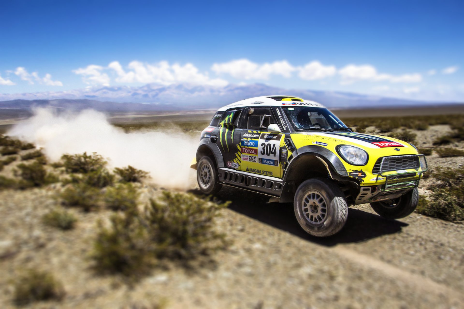 mini mini cooper mini dakar x-raid rallye suv 2014 rennen sport gelb tag auto