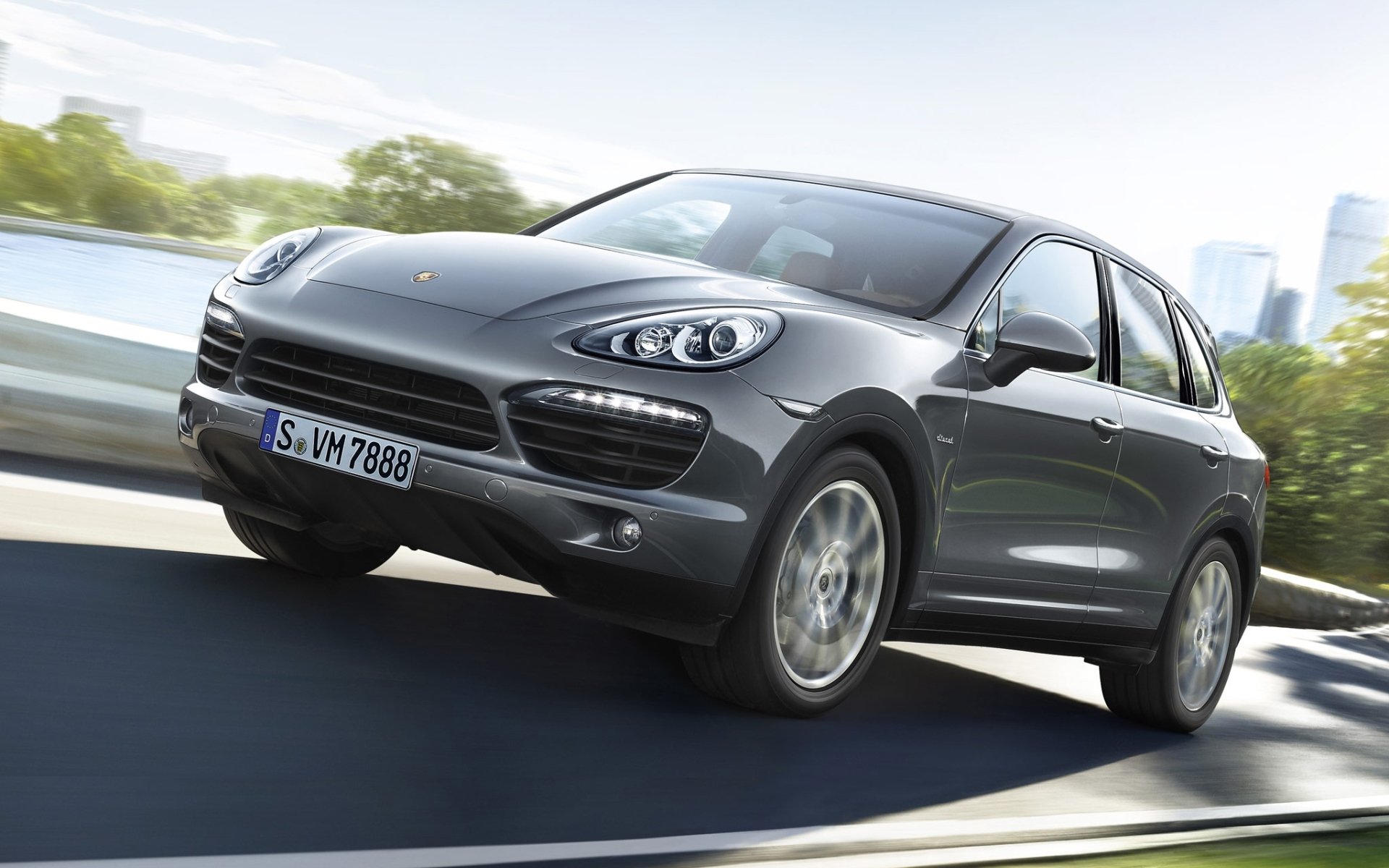 porsche cayenne s дизель порше кайен кроссовер джип серый передок дорога