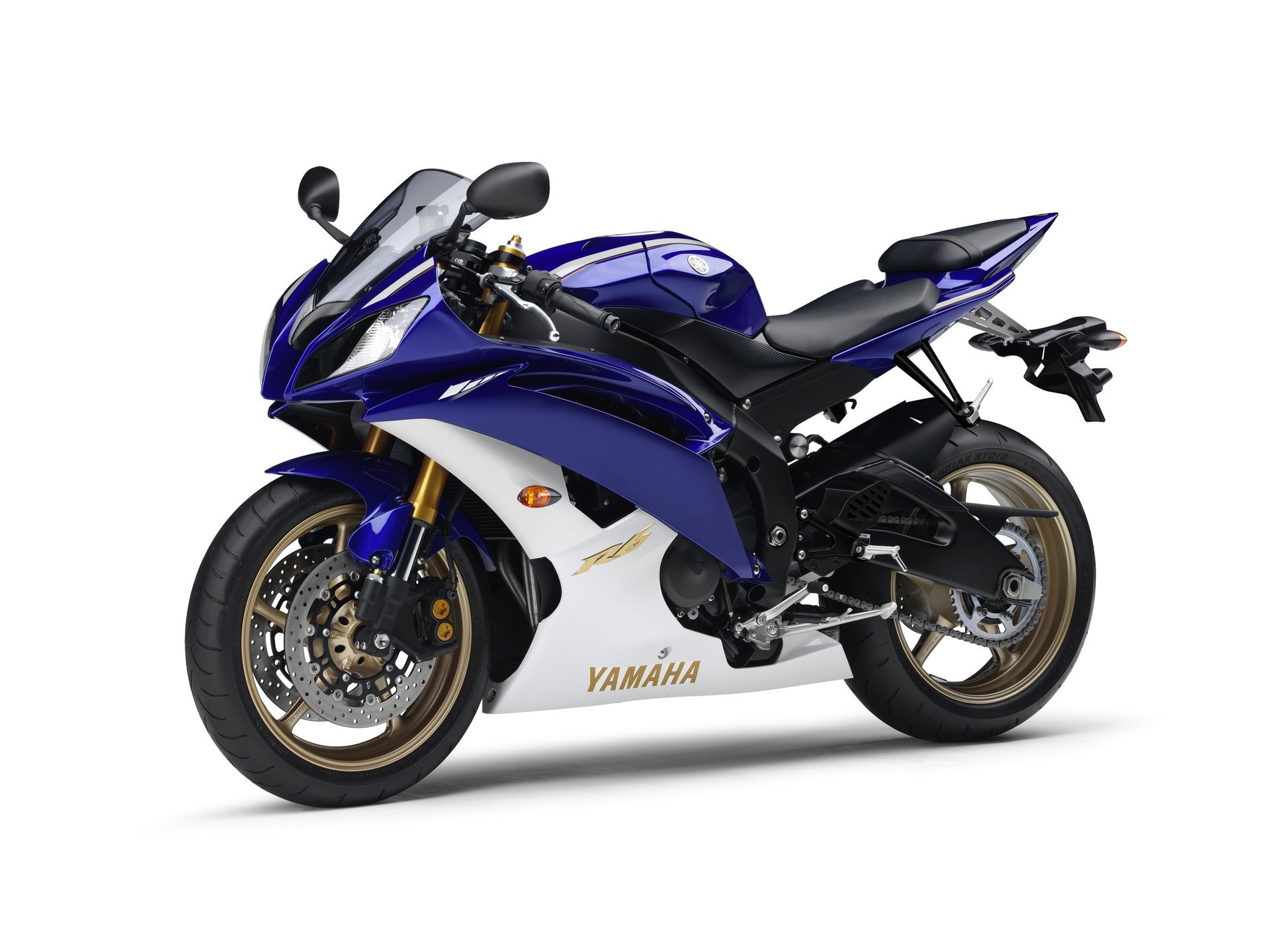 yamaha yzf-r6 2011 спортбайк белый синий мотоцикл мото р6 фон