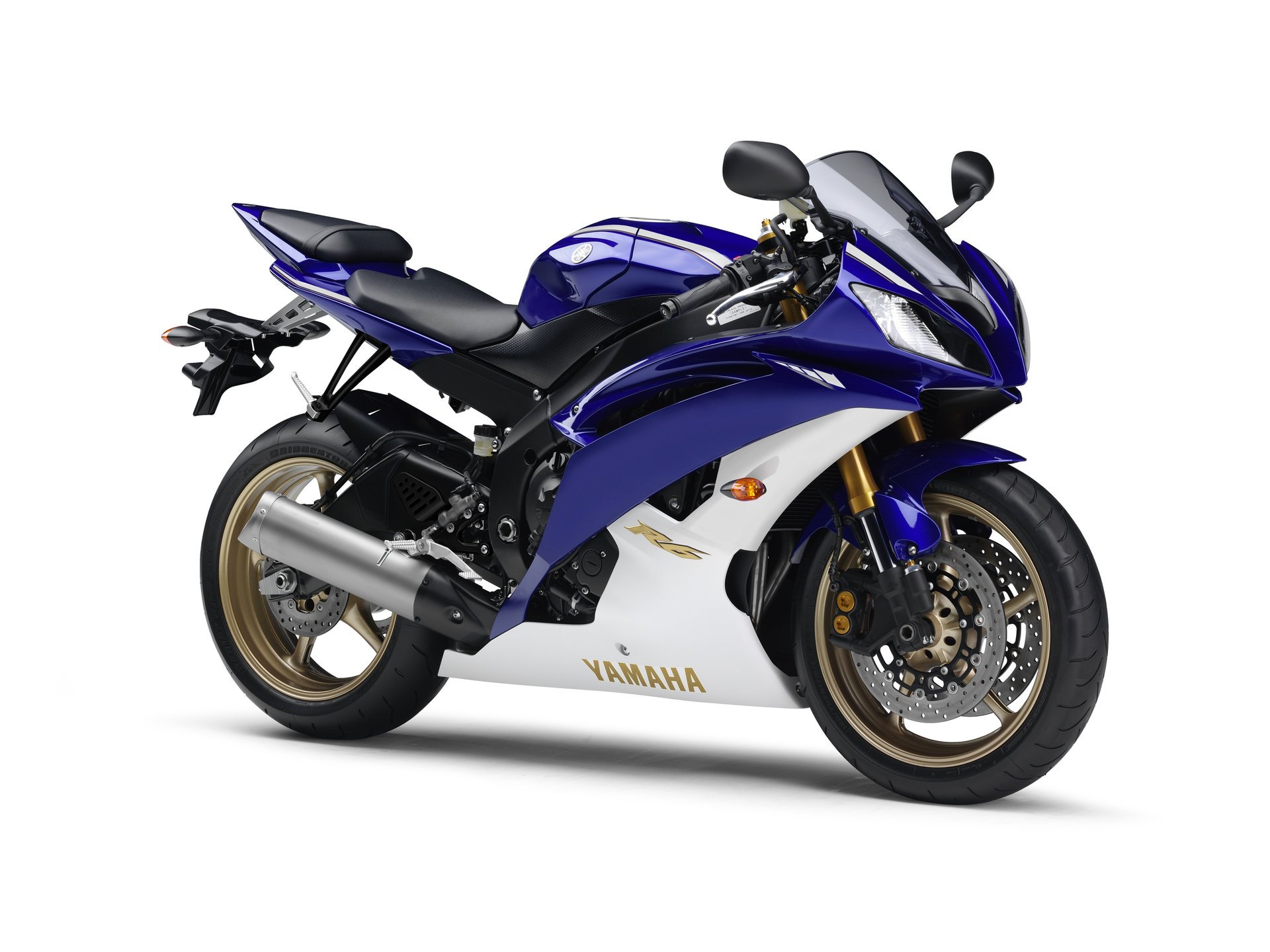 yamaha yzf-r6 2011 спортбайк белый синий мотоцикл мото р6 фон