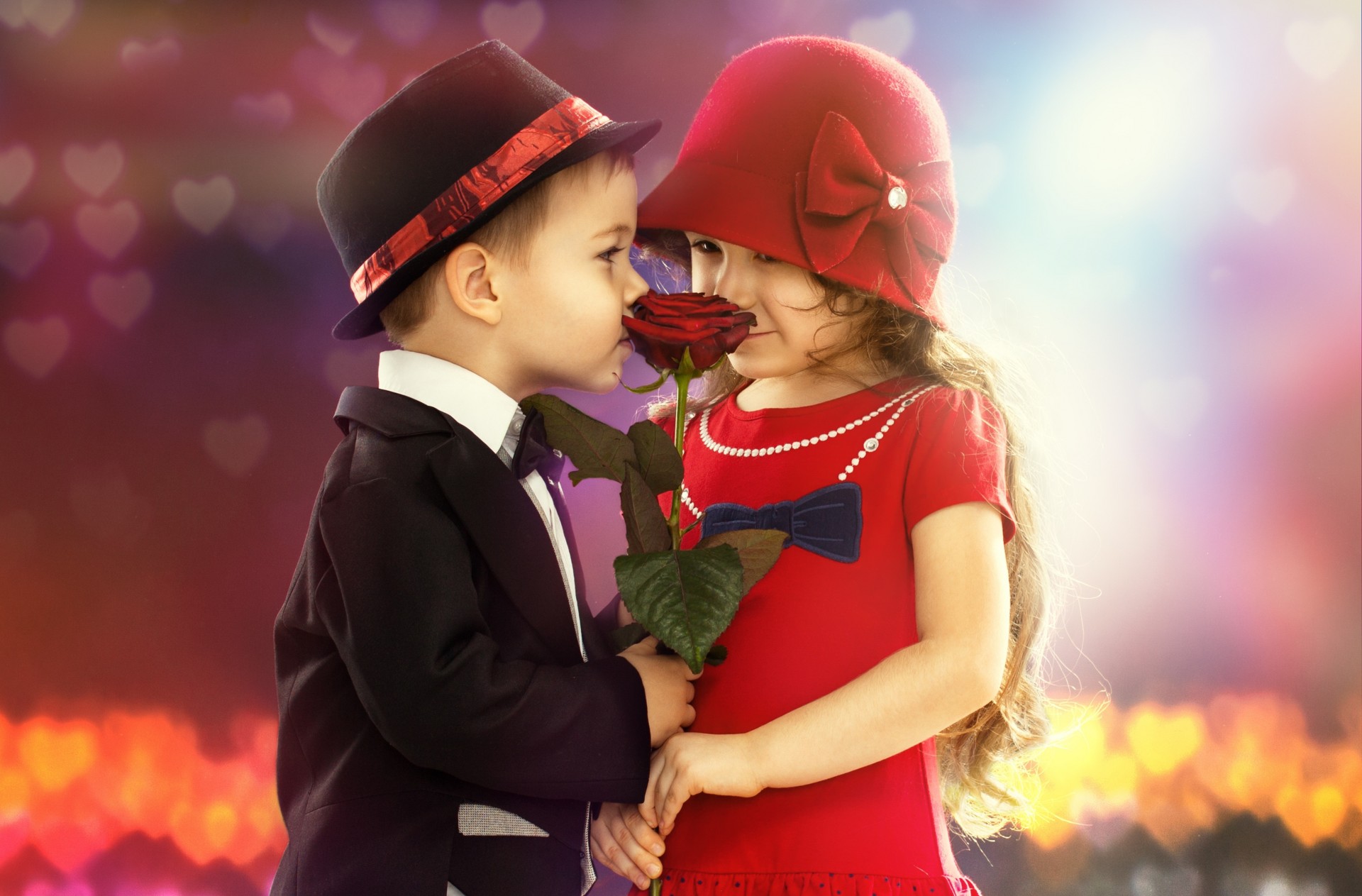 rose flower girl children boys mood romance