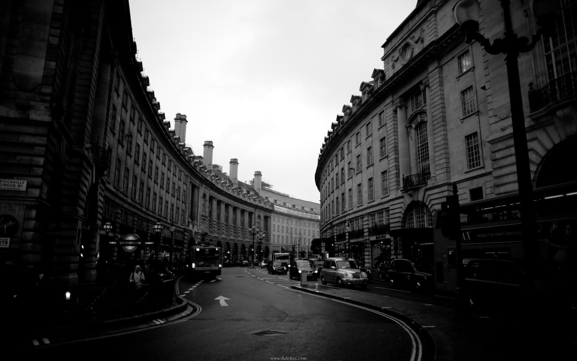 londres ville noir et blanc rues maisons voitures