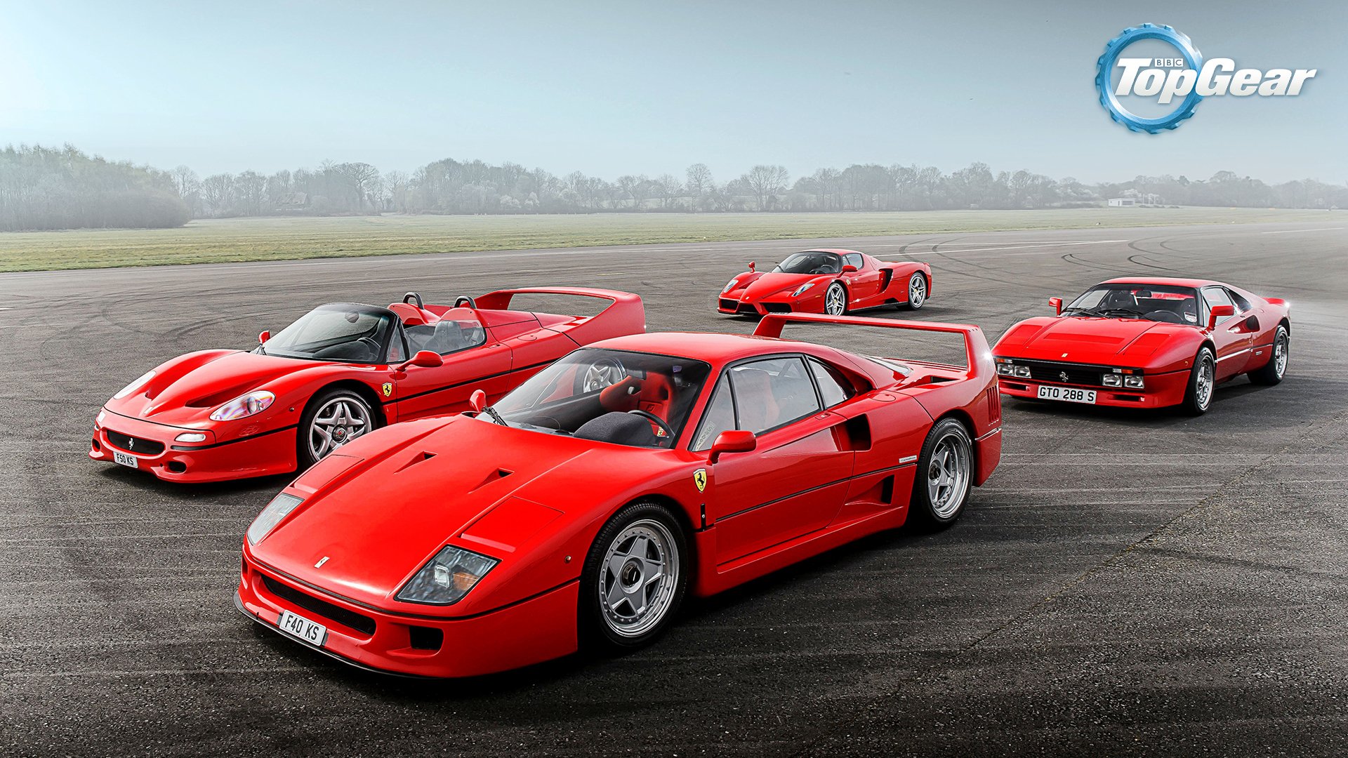 ferrari 288 gto f40 f50 enzo supercar italiano rosso pista top gear anteriore cielo erba