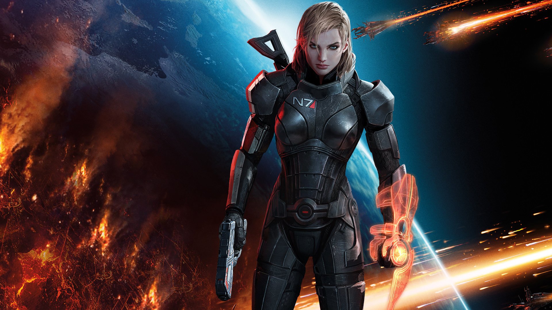 mass effect 3 mass effect shepard h7 girl weapons armor gun fire machine drawings anime women