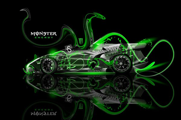 Lamborghini negro en colores monster energy