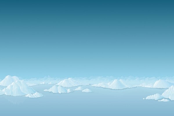 White snowdrifts on a blue background