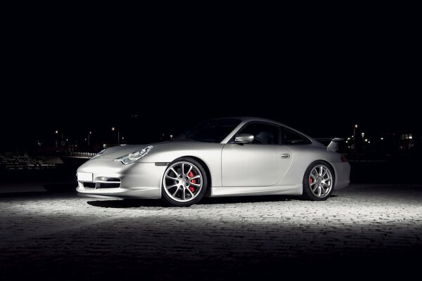 Argent voiture Porsche 911 nuit