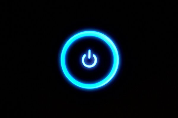 Neon button. Black screen