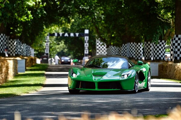 Renngrüner Ferrari auf dem Festival