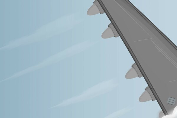 Vector wallpaper. Aircraft wing and turbines