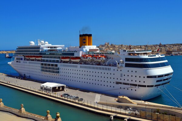 Cruise ship and berth waiting for passengers