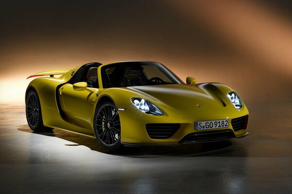 Porsche yellow in dark colors