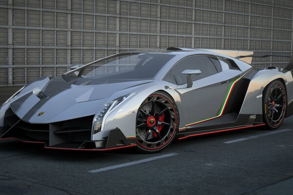 Silberner Lamborghini veneno Supersportwagen