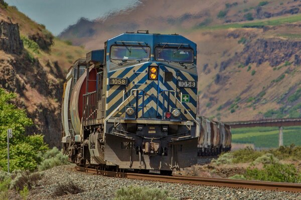 Lokomotive mit Waggons auf der Eisenbahn