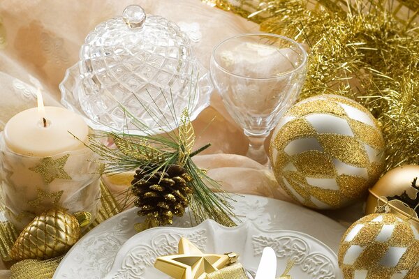 New year s decor in golden tones