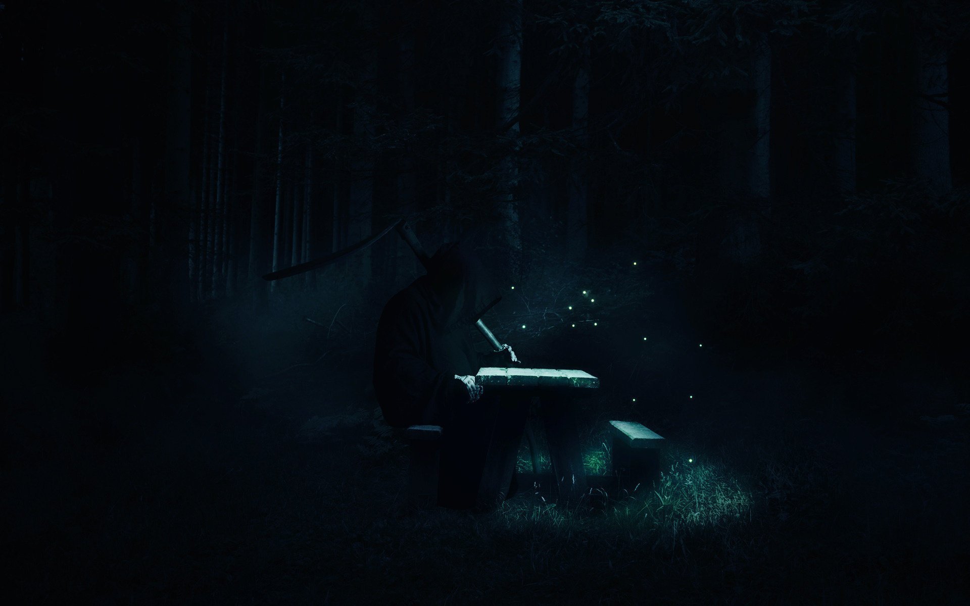фантастика fantasy смерть скамейка ночь отдых