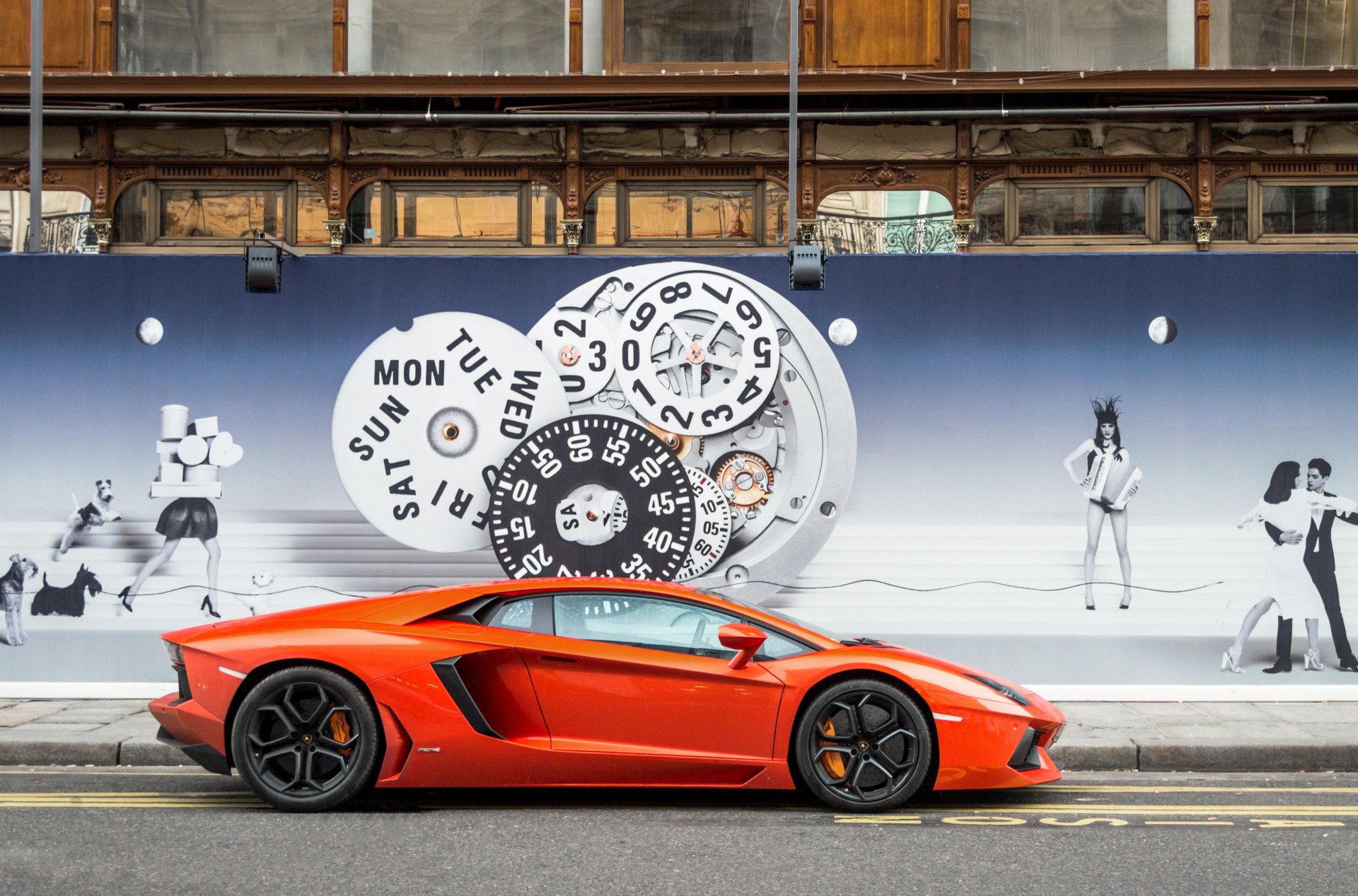 lamborghini aventador lp700-4 orange lamborghini aventador profil rippe bürgersteig wand bild