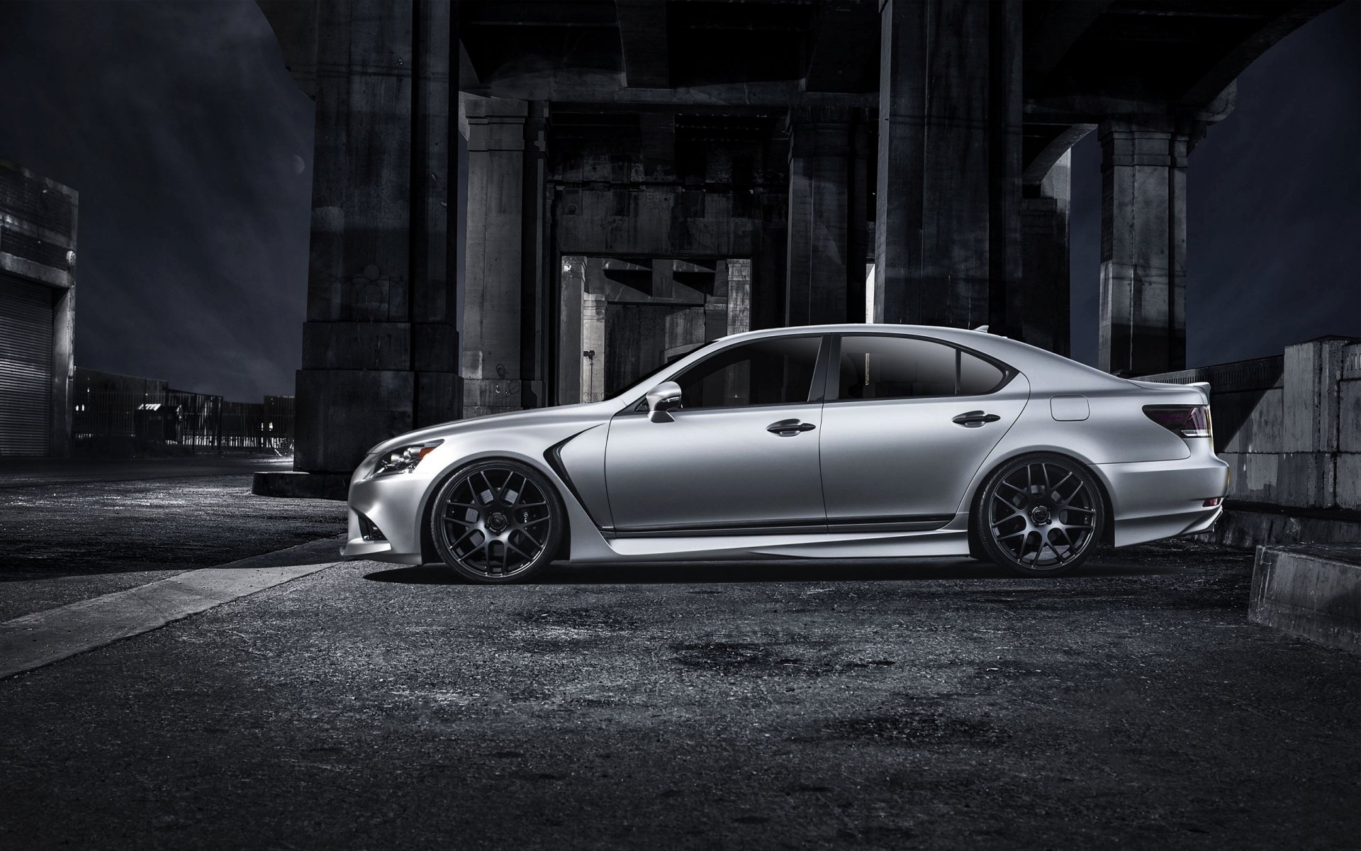 lexus ls 460 f-sport five ax car tuning a side view sedan matte grey