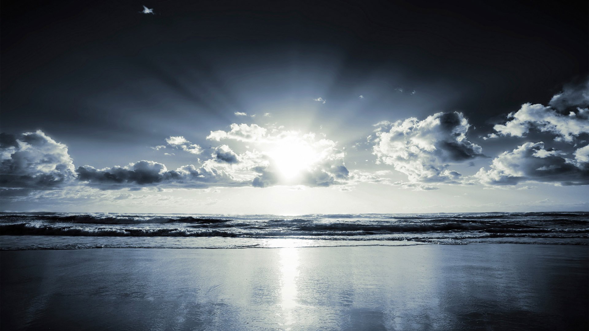unset view sea clouds lights ray