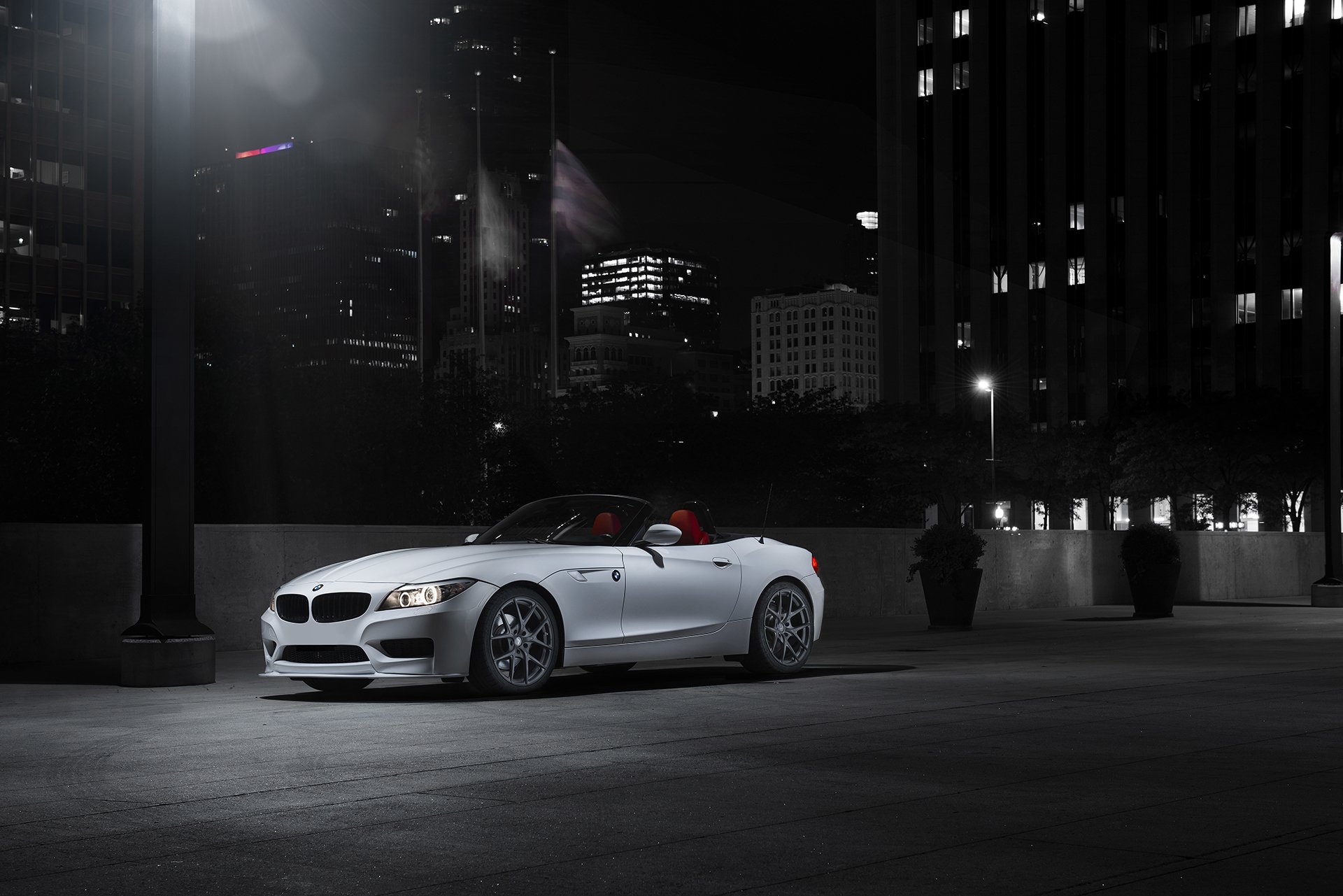 bmw z4 белый бмв родстер ночь