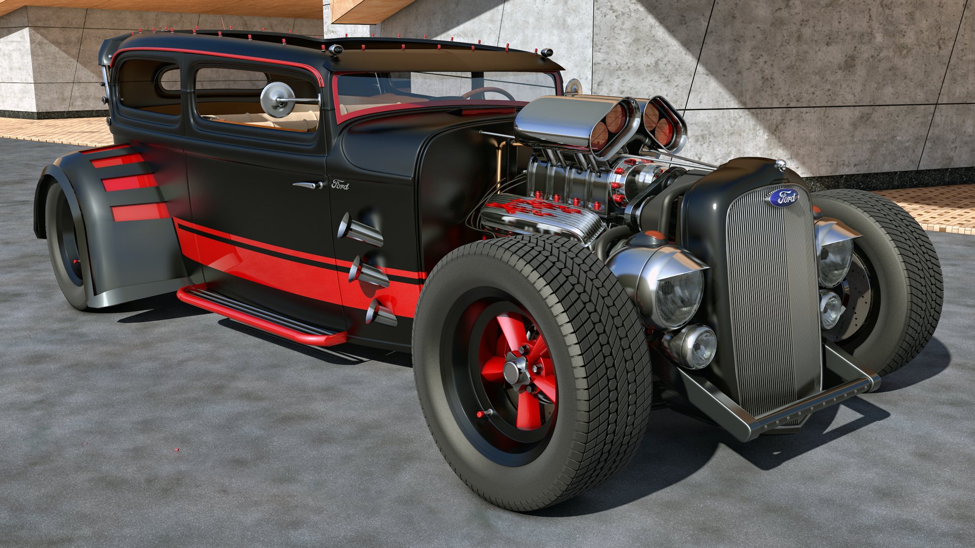 ford sur mesure hot rod samcurry voiture conception tuning 3d rendu