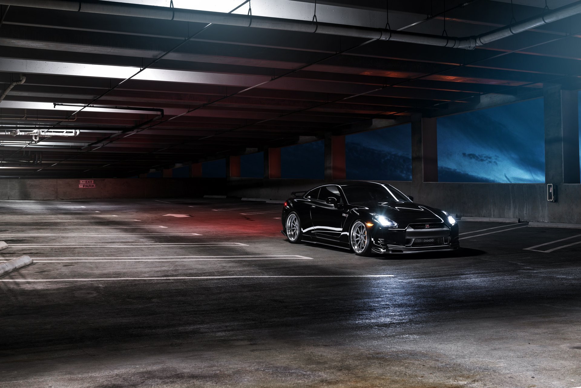 nissan gt-r r35 black front nissan front parking
