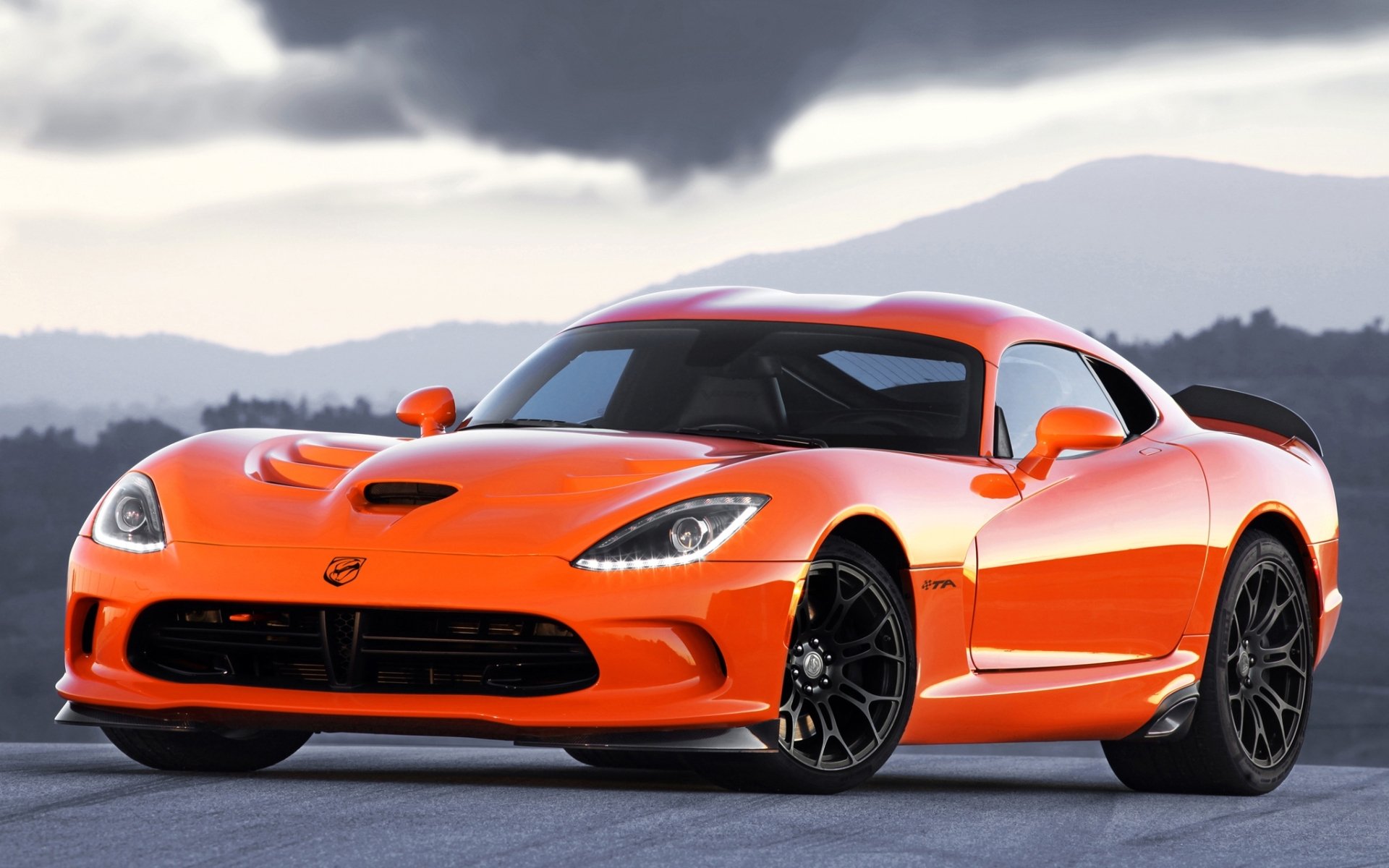 dodge hundred viper ta dodge viper supercar orange front sky