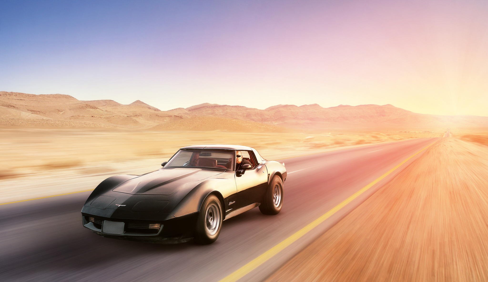 chevrolet corvette stingray negro delantero desierto chevrolet stingray velocidad