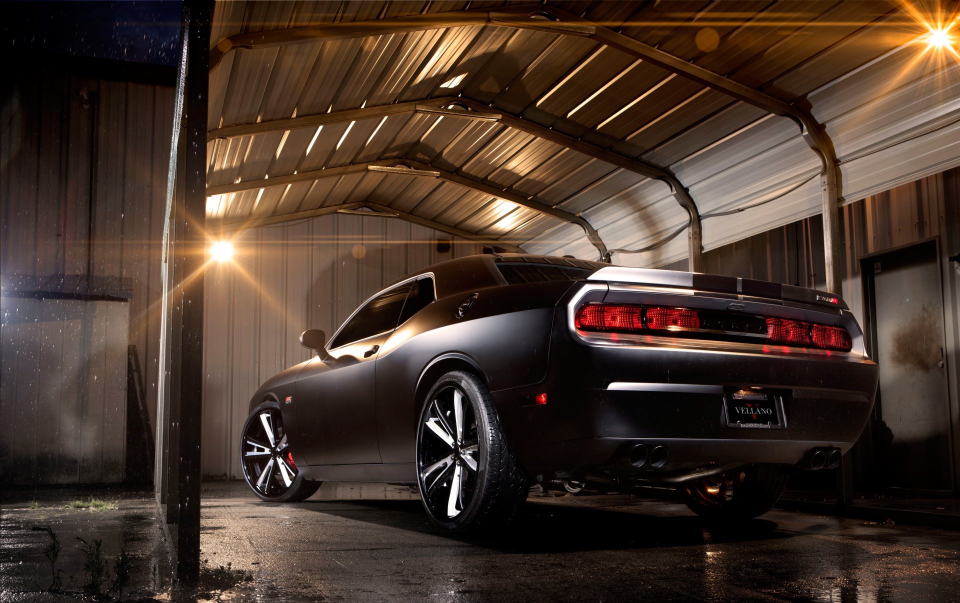 dodge challenger car machinery tuning night garage