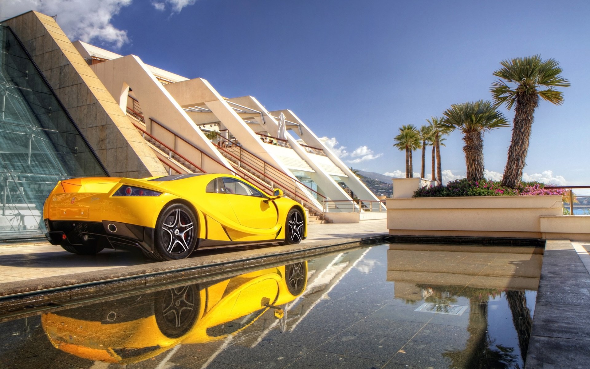 gta spano gta supercar jaune vue arrière fond