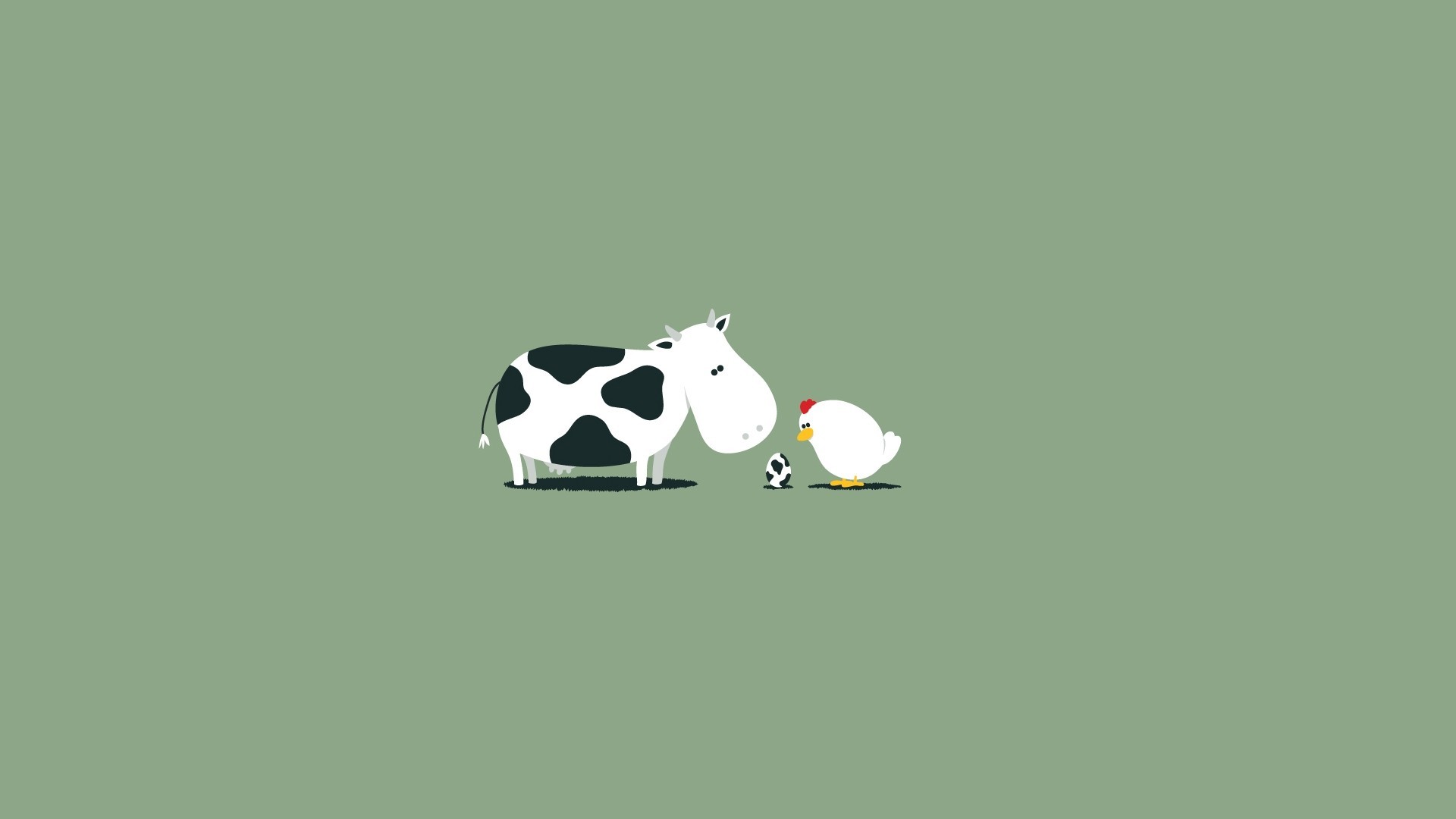 minimalism cow egg chicken
