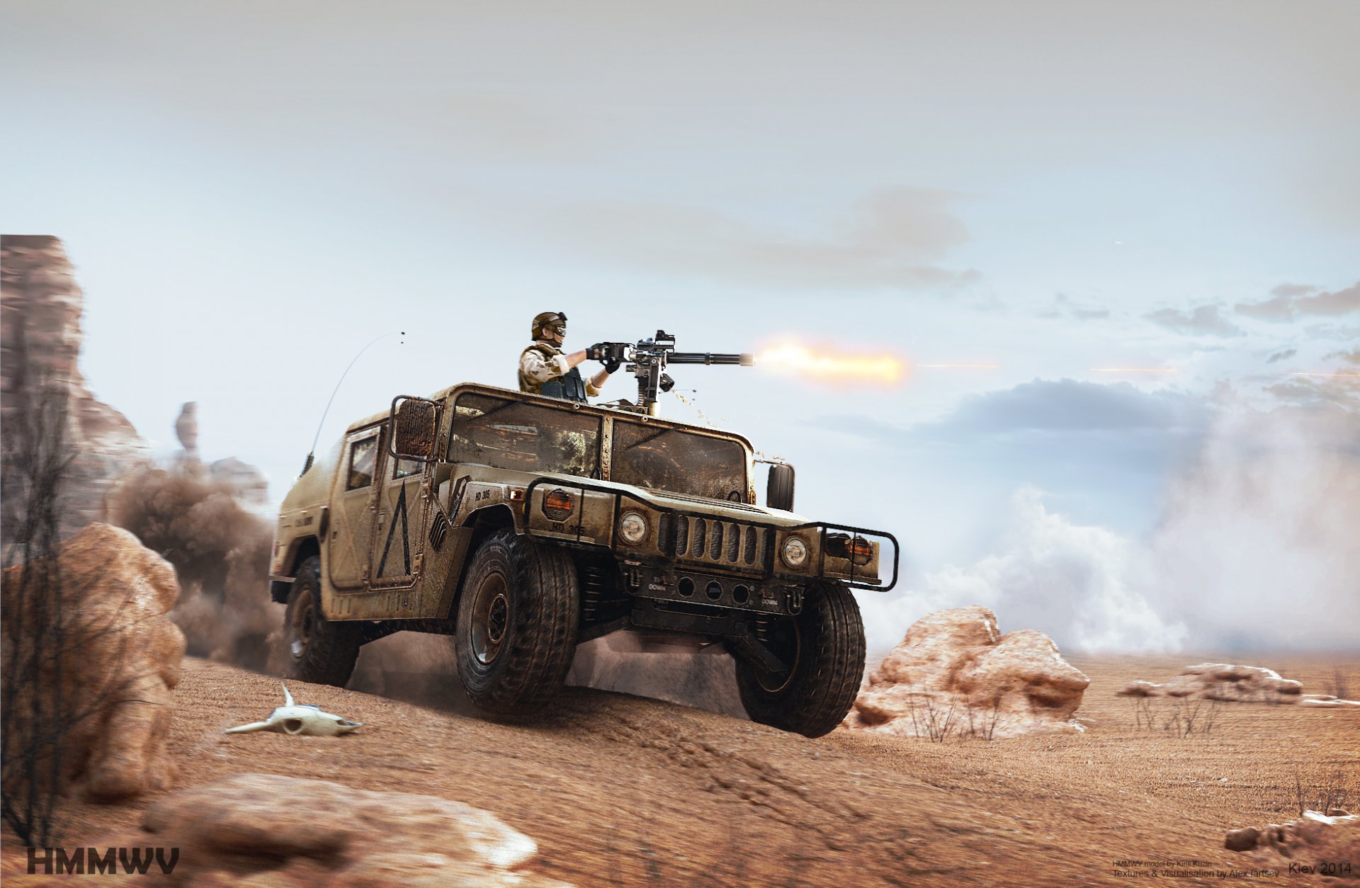 american madness par abiator texture et rendu boo alex iartsev modèle hmmwv cyril cousin hummer minigun hummer humvee désert crâne