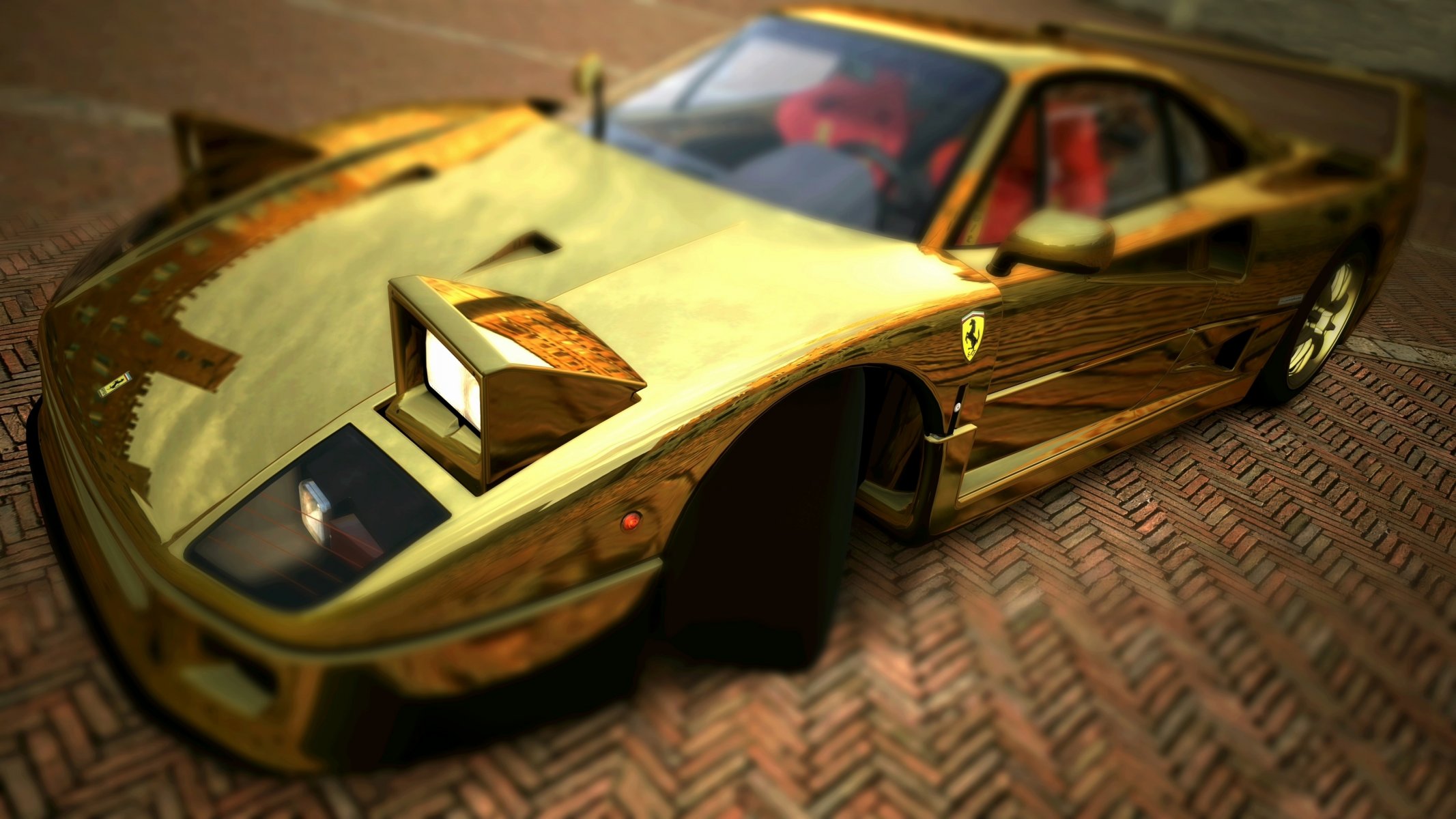 ferrari f40 oro f 40 oro superdeportivo gráficos faros