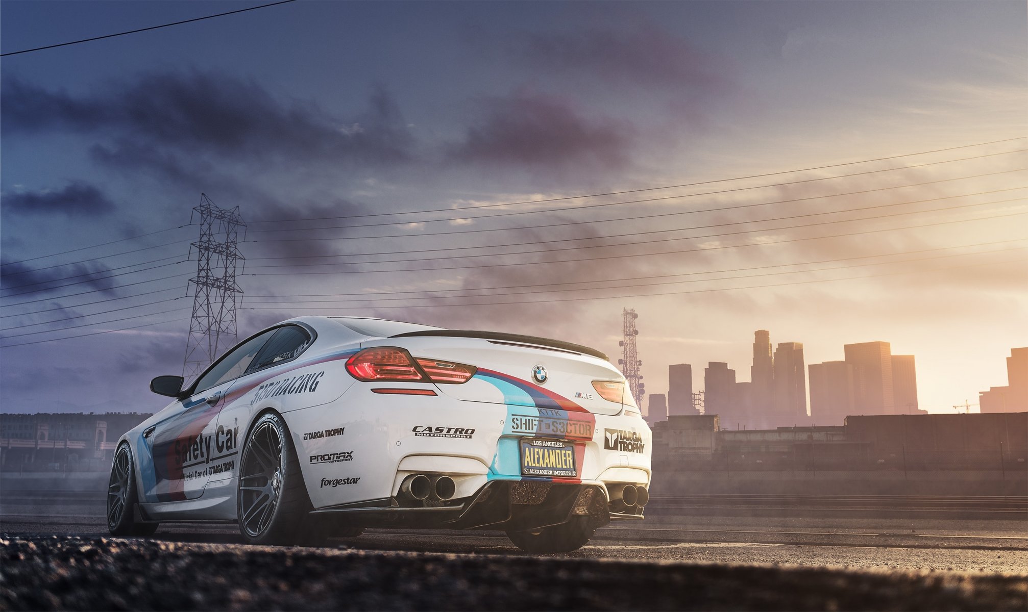 bmw m6 blanco bmw trasero cielo línea eléctrica