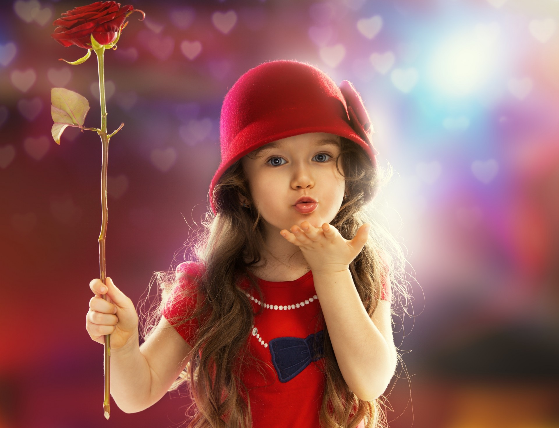 rose flower girl bokeh mood child