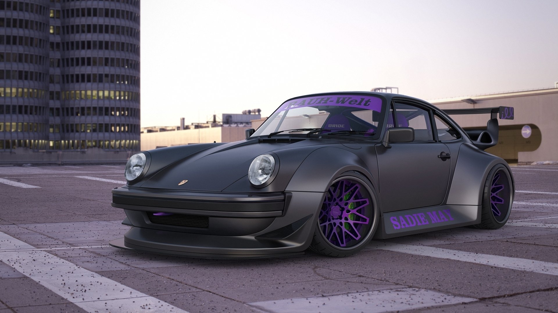 porsche 911 turbo czarny samochód auto porsche samochód ulica budynki