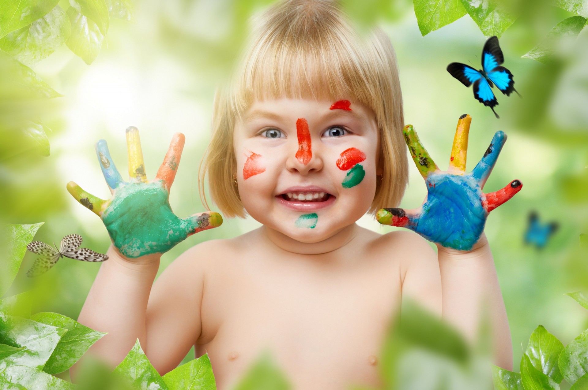 mears paint girl palm butterfly mood hand