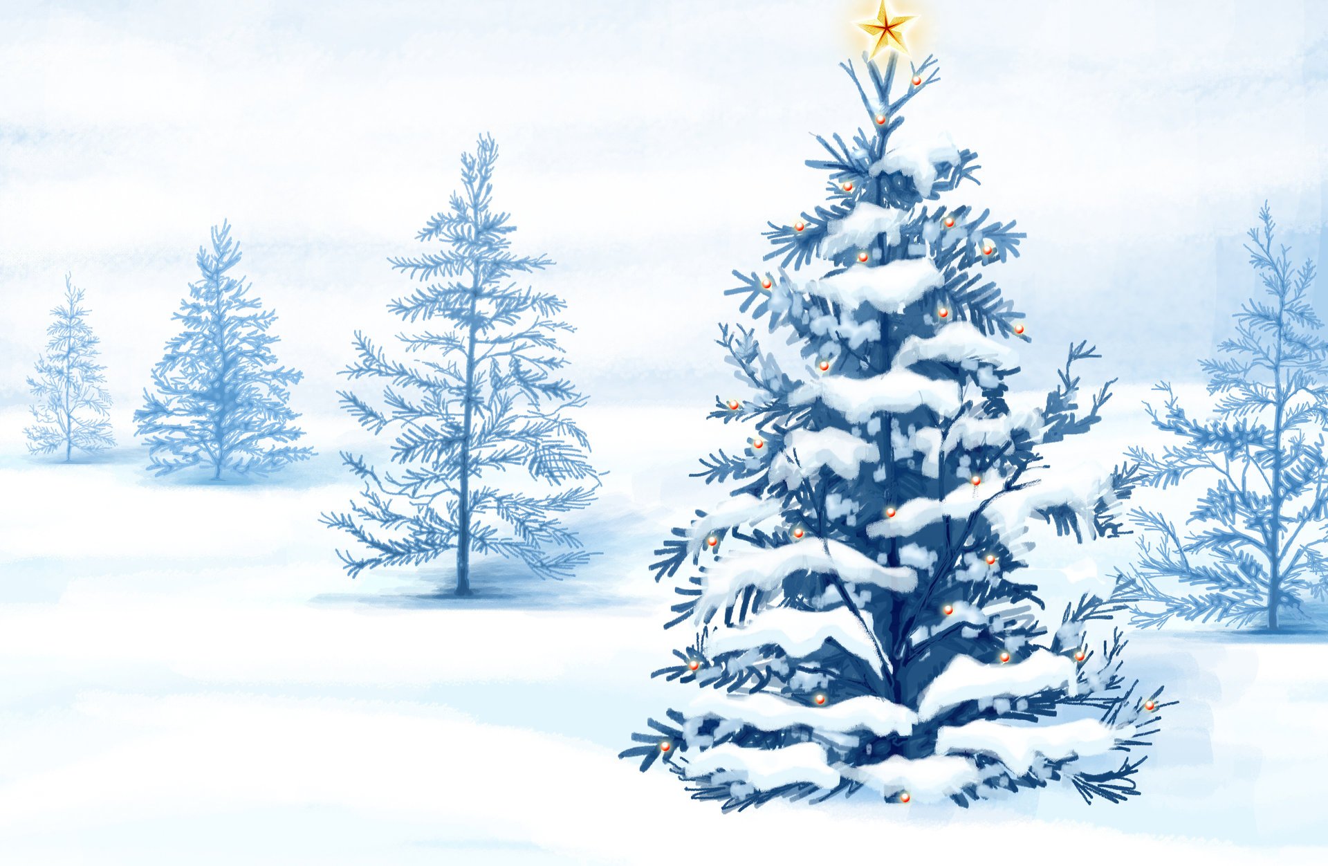 weihnachtsbaum neujahr schnee zeichnung winter