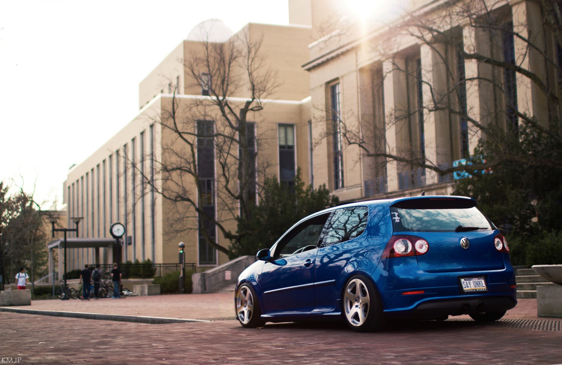 volkswagen гольф r32 синий тюнинг город здания