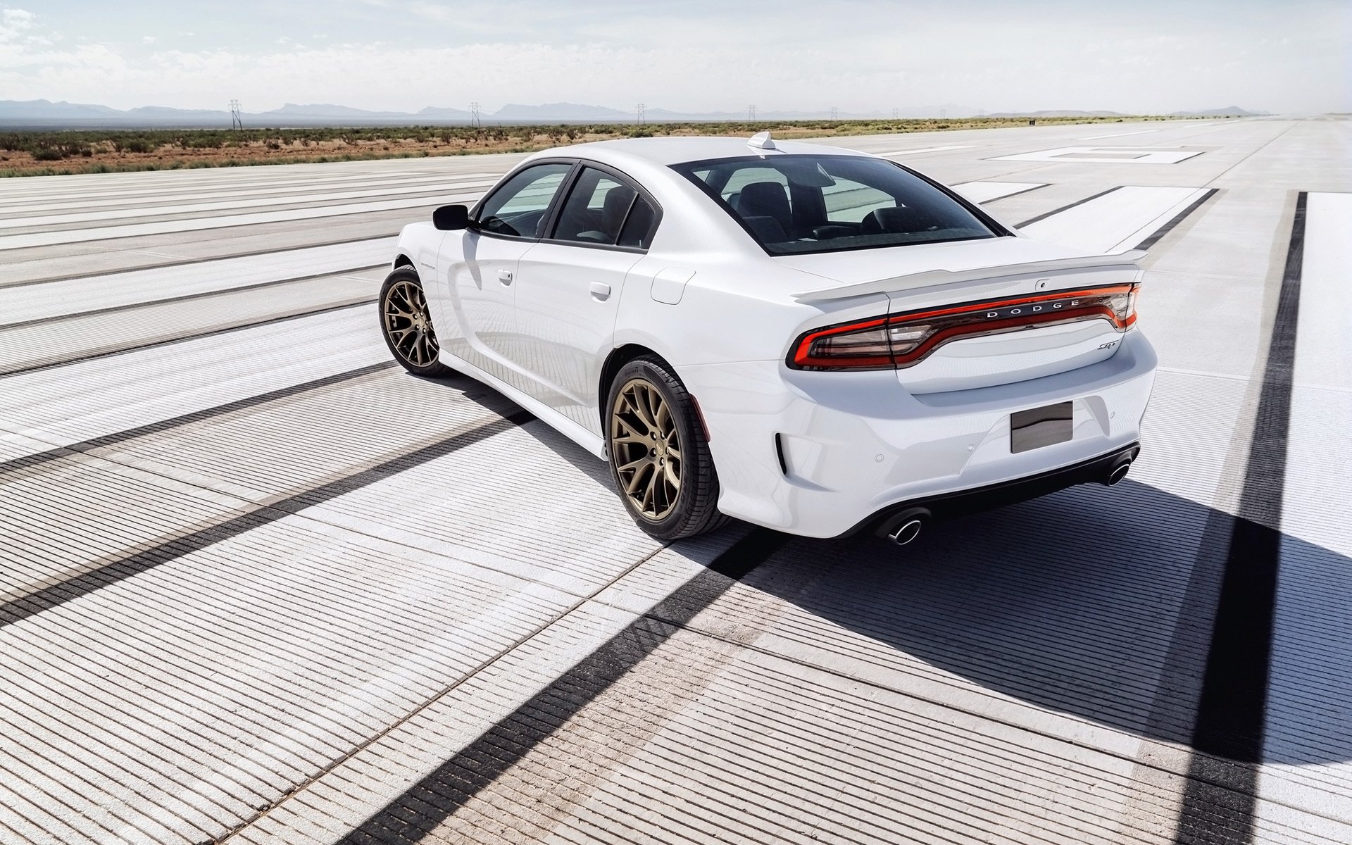 dodge charger srt hellcat dodge charger rear view horizon background