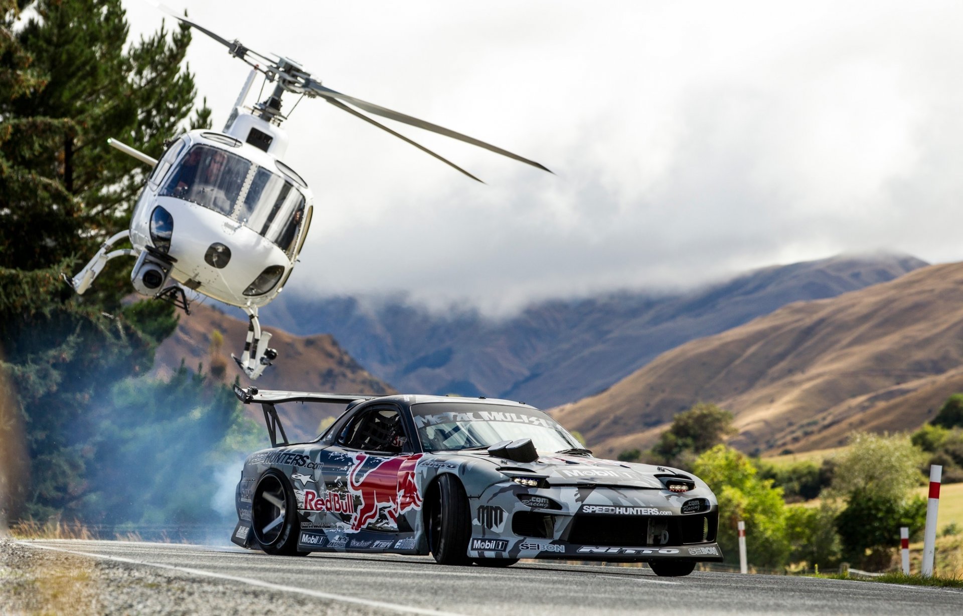 mazda rx7 toro rojo mad mike deriva montaña helicóptero deriva montañas rx-7