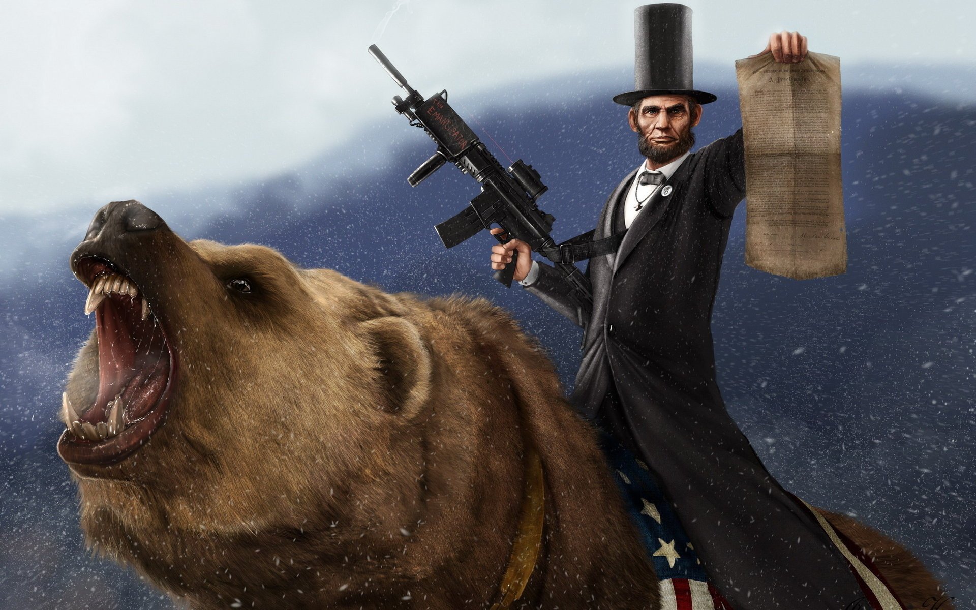 proclamación abraham lincoln oso autómata nieve