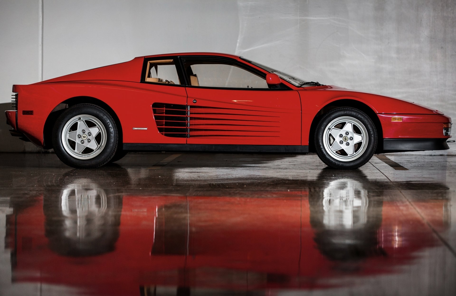 ferrari testarossa auto coche rojo coche reflexión