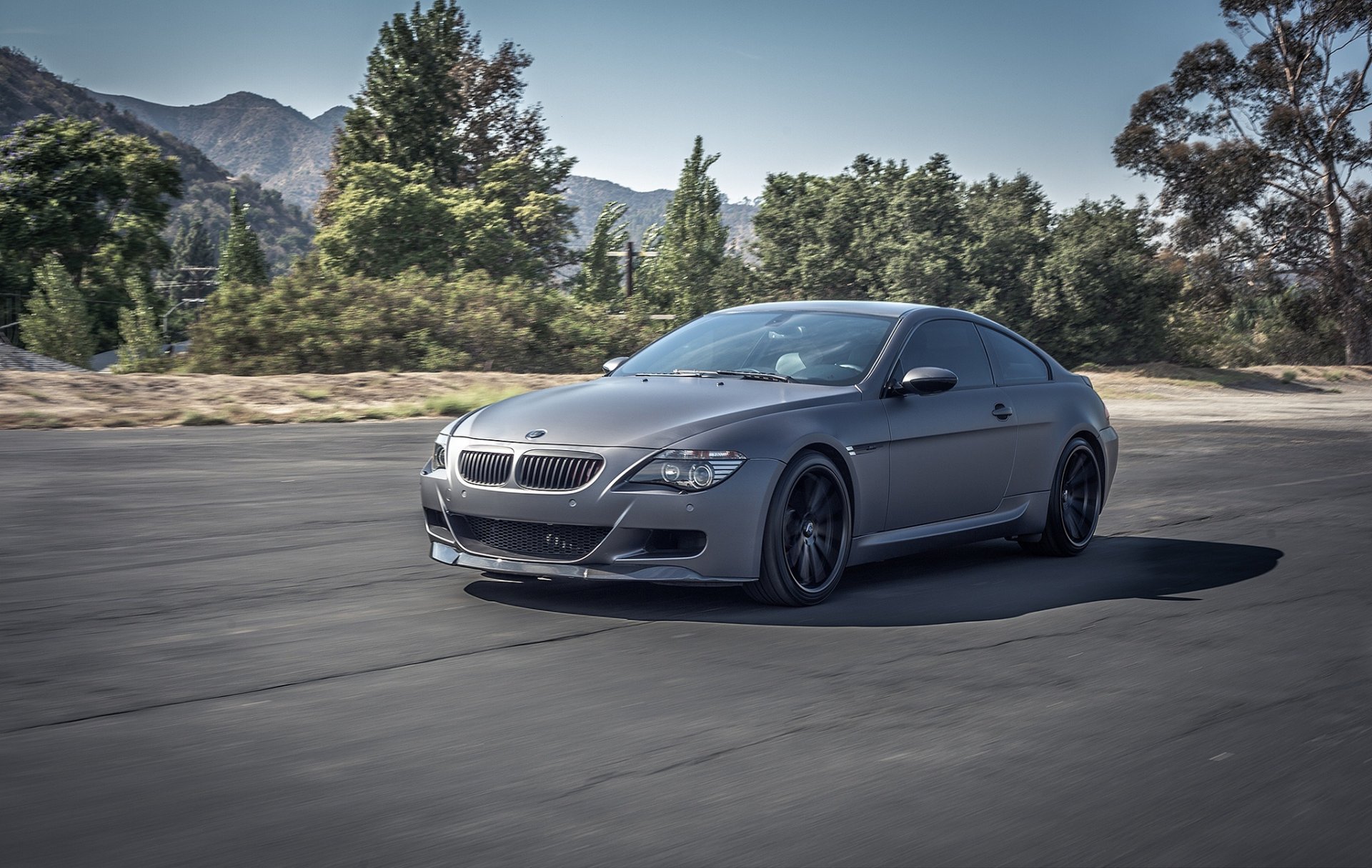 bmw m6 e63 matte grey road.speed.bmv grey matte road speed sky mountain